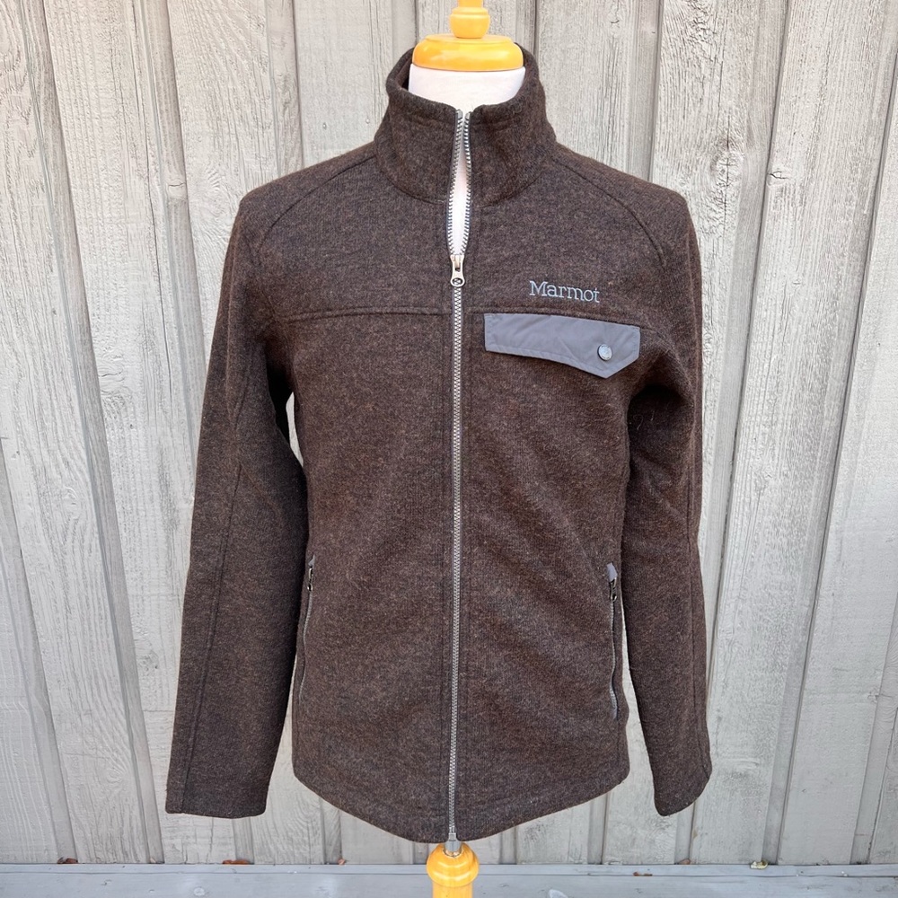 Marmot Brown Zipper Front Poacher Pile Wool Blend Jacket
